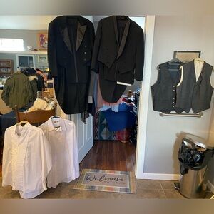 2 Vintage Tuxedos w shirts vests and accys